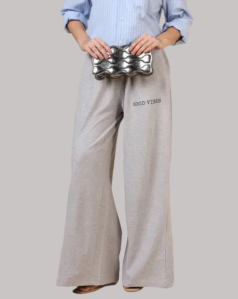 Typographic Placement Print Full Length Track  Pant