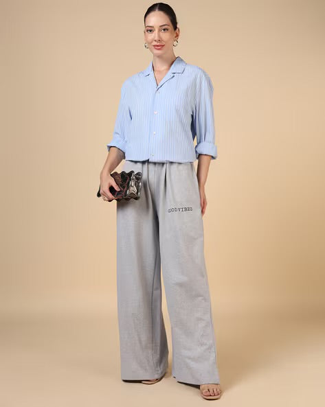 Typographic Placement Print Full Length Track  Pant