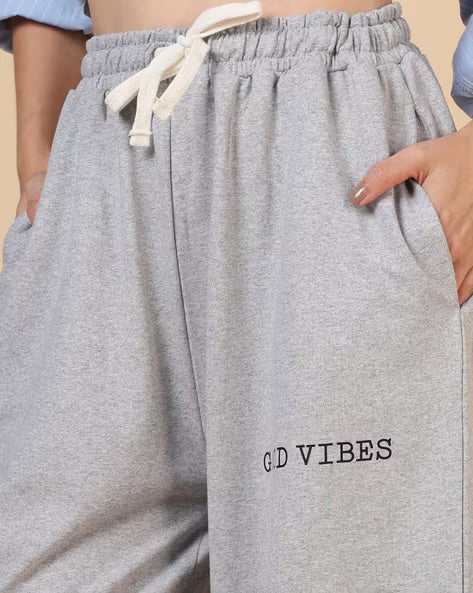 Typographic Placement Print Full Length Track  Pant