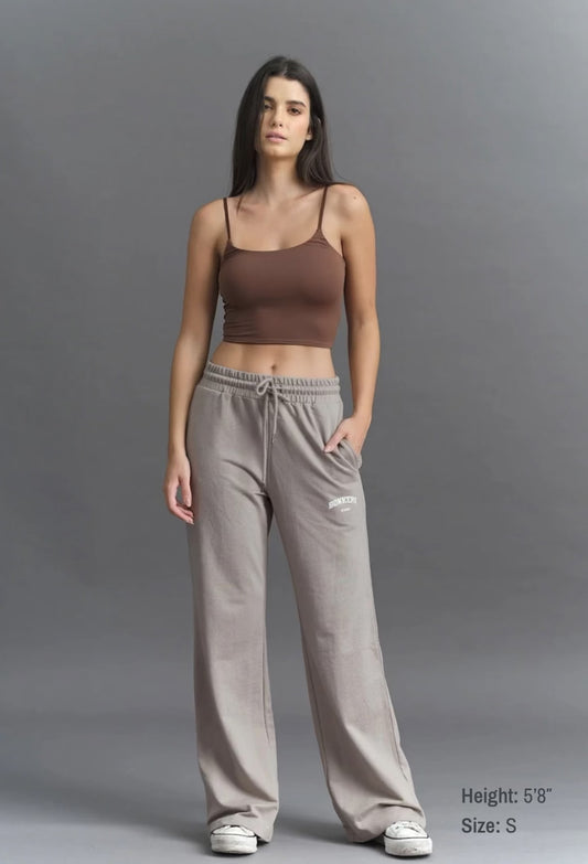 SAND BEIGE WIDE-LEG SWEATPANTS